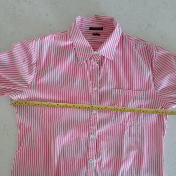 Theory Womens Medium pink white striped button down shirt blouse cotton - Picture 12 of 16